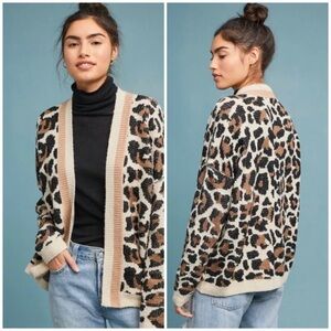 Anthropologie Line and Dot Luella Leopard Cardigan